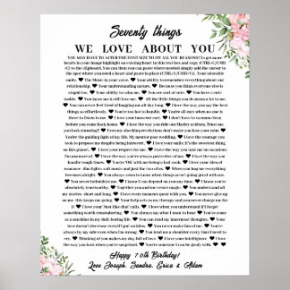 Poster 70 razões pelas quais amamos