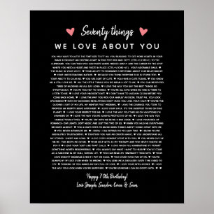 Poster 70 razões pelas quais amamos seu presente de anive