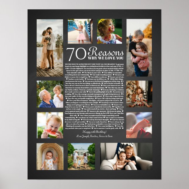 Poster 70 razões pelas quais amamos seu presente de anive (Frente)