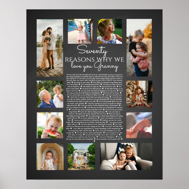 Poster 70 razões pelas quais amamos você fotografia de qu (Frente)