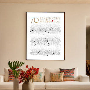 Poster 70 razões pelas quais nós te amamos presente de an