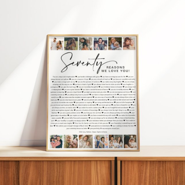Pôster 70 Reasons We Love You Birthday Photo Collage (Criador carregado)