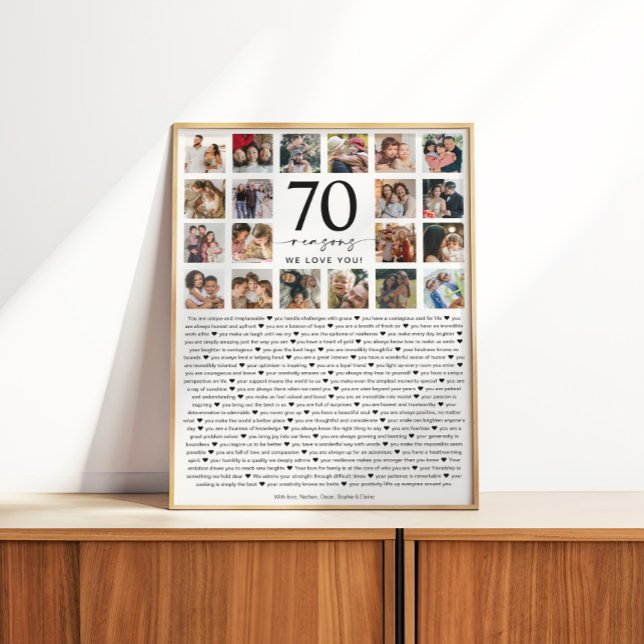Pôster 70 Reasons We Love You Photo Collage Keepsake Gift (Criador carregado)