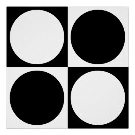 Pôster 70s Checks and Circles Black and White