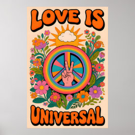 Poster 70s Peace symbol  Pop Art