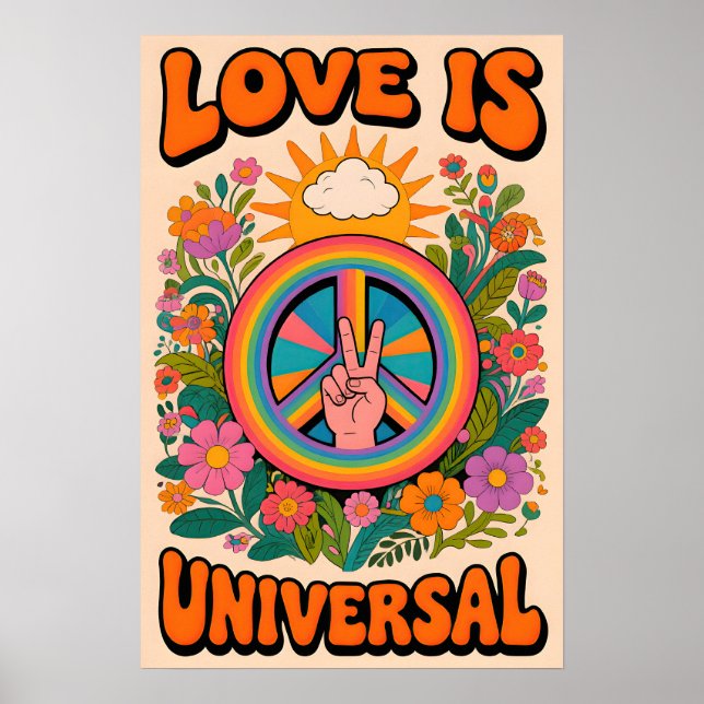 Poster 70s Peace symbol  Pop Art (Frente)