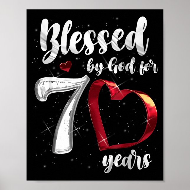 Poster 70th Birthday Blessed By God For 70 Years Birthday (Frente)