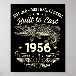 Poster 70th Birthday Fishing Gift Men Original 1956 Lied
