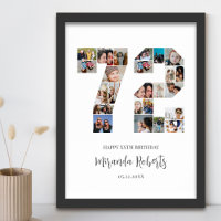 72º Aniversário Número 72 Colagem Personalizada de