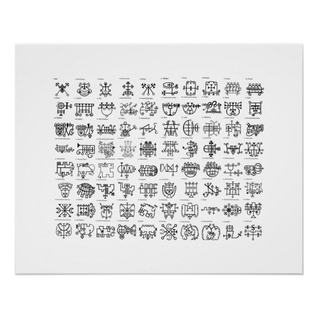 Pôster 72 Goetia Sigils Wall Witchcraft Demonology Magick (Frente)