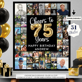 Poster 75. º aniversário 51 Foto Colagem Cheers to 75 Ano