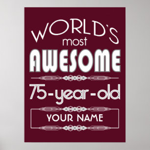 Pôster 75.º aniversário Mundos Melhor Vermelho Escuro Fab