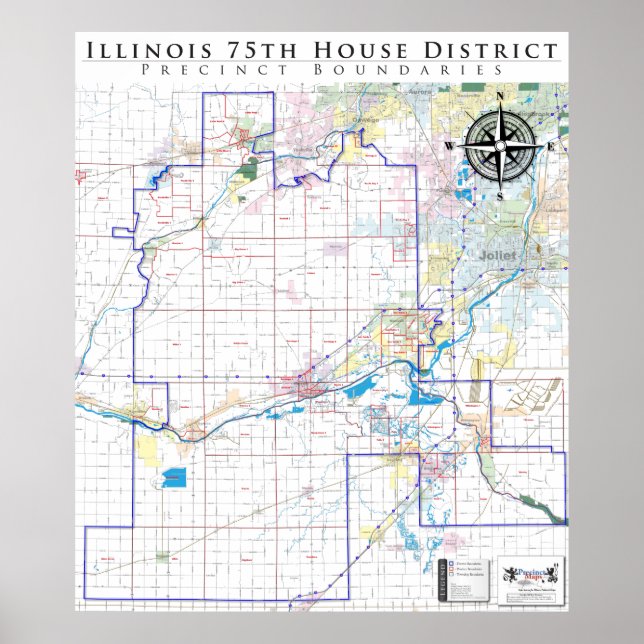 Poster 75.º Distrito da Casa de Illinois - Mapa detalhado (Frente)