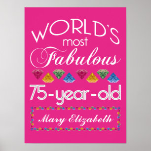Poster 75th Aniversário a maioria de rosa colorido