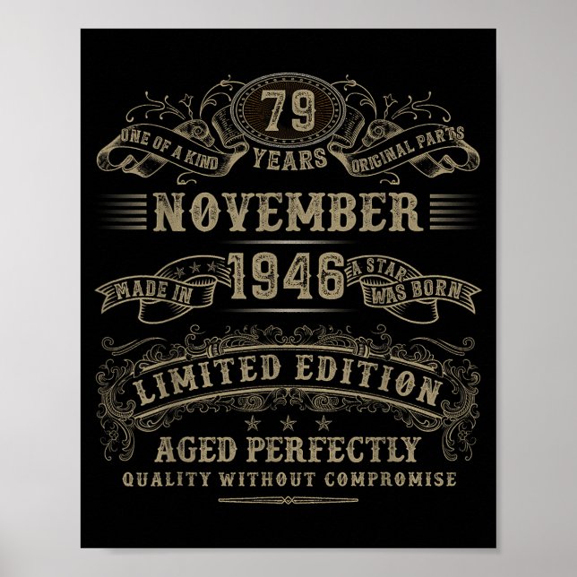 Poster 79 Year Old 79th Bday November 1946 Limited Editio (Frente)