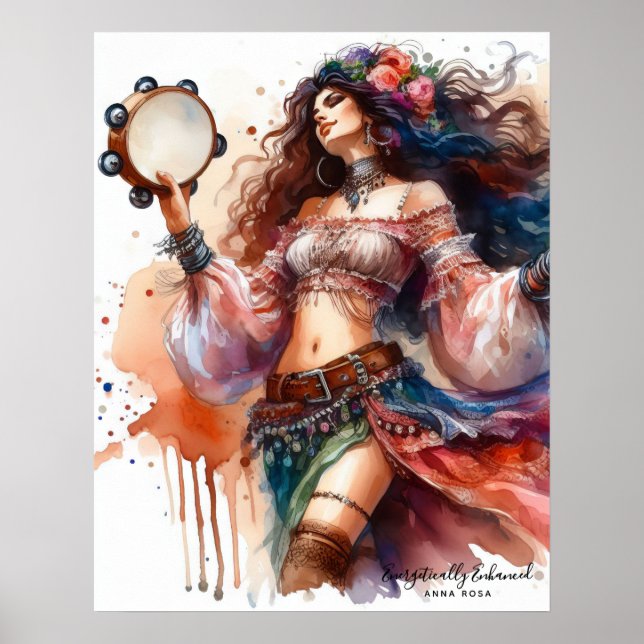 Poster *~* 7 A100 Dançarina Psicótica Boho Gypsy Tambouri (Frente)