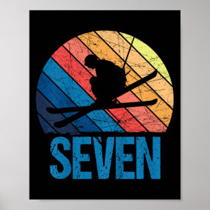Poster 7 Aniversário Retro Esqui Esqui De 7 Anos Menina