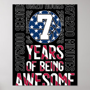 Poster 7 Anos De Aniversário De 7 De Basquete Incrível