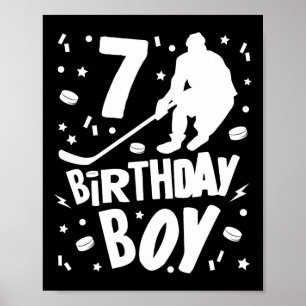 Poster 7 Birthday Boy Ice Hockey Kids 7 Anos Festa