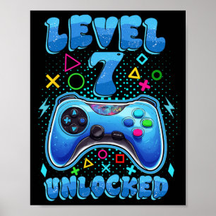 Poster 7 Birthday Boy Level 7 Unlocked Video Gamer Birt