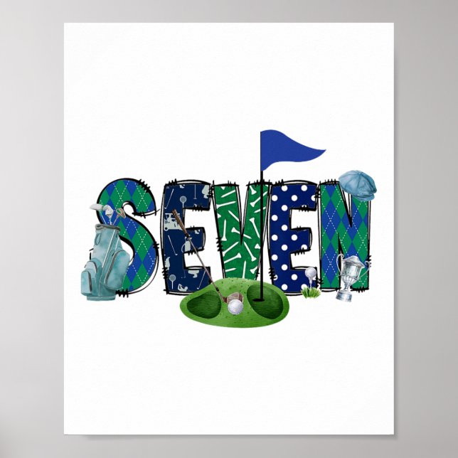 Poster 7 Birthday Golf Theme Party Golf Girl Birthd (Frente)