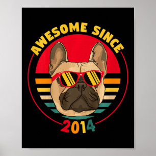 Poster 7 Birthday Retro French Bulldog Incrível Desde 20