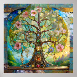 Poster 7 Chakra Blossoming Tree Of Life