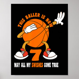 Poster 7 de basquete Feliz de 7 anos, 7 de aniversário