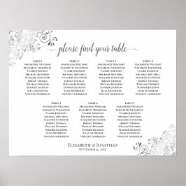 Poster 7 Gráfico de Casamento Branco de Mesa
