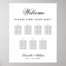 Poster 7 Mesas Simples Gráfico de Assentos de Casamento P