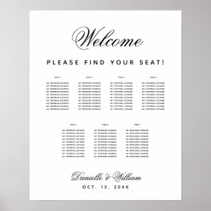 Poster 7 Mesas Simples Gráfico de Assentos de Casamento P