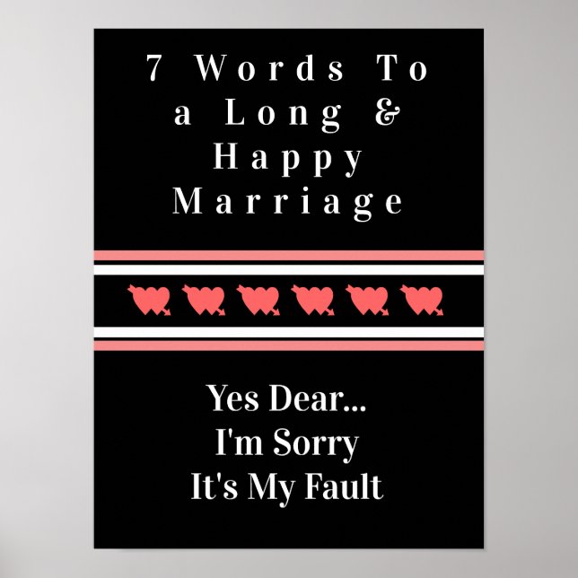 Poster 7 Palavras Para Um Casamento Longo E Feliz - Poste (Frente)