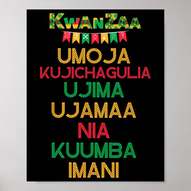 Poster 7 Princípios Da Banda Africana Kwanzaa Happy Kwanz (Frente)