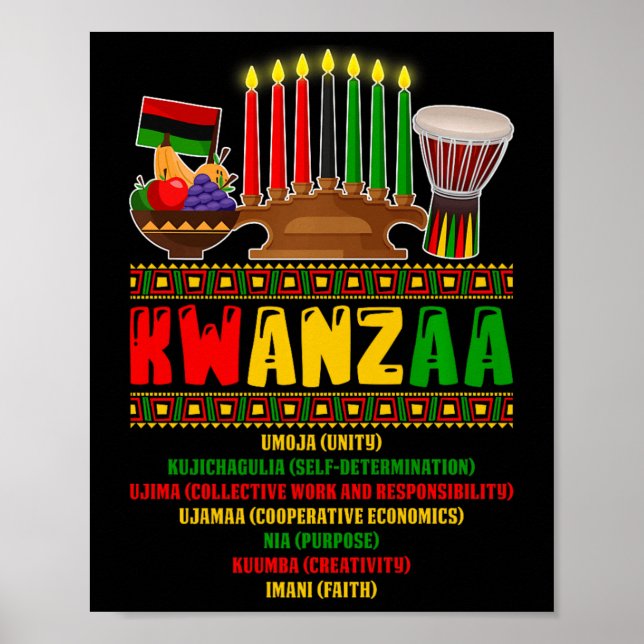 Poster 7 Princípios Da Celebração Pan-Africana De Kwanzaa (Frente)