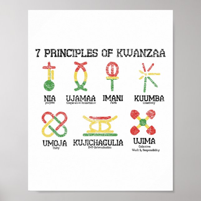 Poster 7 Princípios Do Kwanzaa Nguzo African American Hol (Frente)
