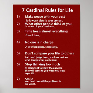 Pôster 7 regras cardinais para a VIDA