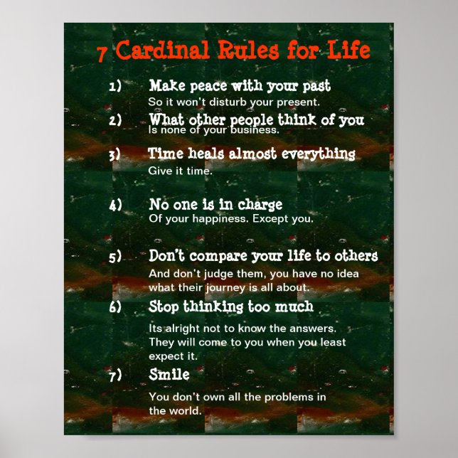 Poster 7 Regras de Cardeal para o LIFE (Frente)