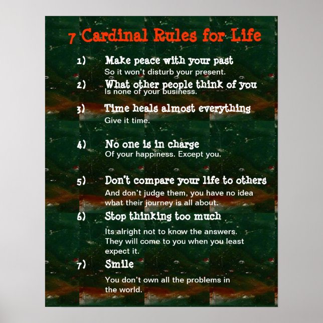 Poster 7 Regras de Cardeal para o LIFE (Frente)