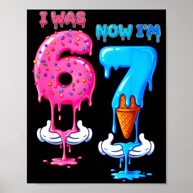 Poster 7 Year Old Birthday Was 6 Now I'm 7 Funny 7th Bday (Frente)