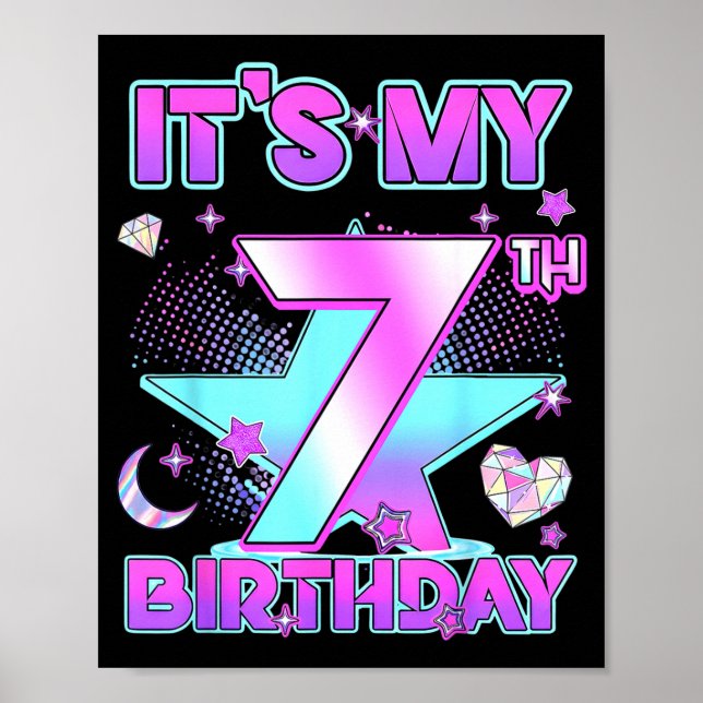 Poster 7 Years Old Birthday Kp Kids 7th Birthday Girls K- (Frente)