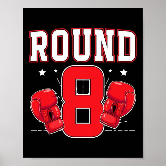 Poster 8ª Festa de aniversário in a box Boxer de oito ano (Frente)