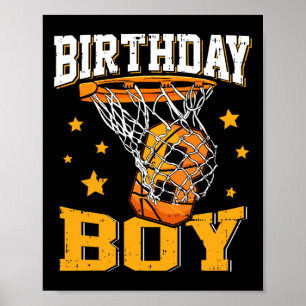Poster 8º Aniversário de Basquetebol Garoto de 8 anos