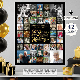 Poster 80 Aniversário 42 ANOS DE Colagem DE Fotos NO FAZE