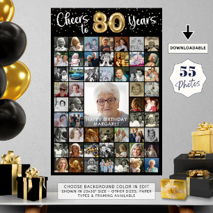Poster 80 Aniversário 55 Fotocolagem Alegra a 80 Anos