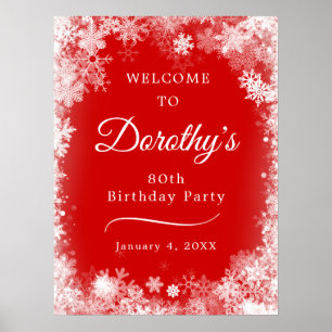 Poster 80 Baixável Aniversário Snowflake Red Welcome