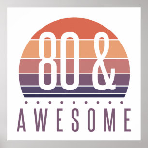 Poster 80 Birthday Retro Sunset