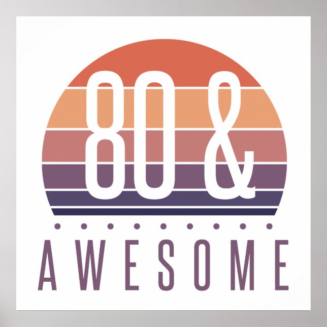Poster 80 Birthday Retro Sunset (Frente)