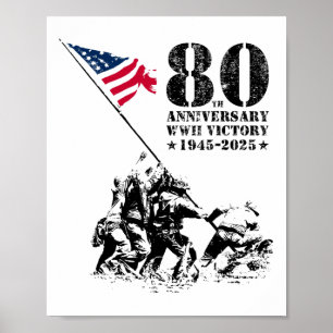 Poster 80 da vitória de Wwii, aniversário de 1945-2025 Ve
