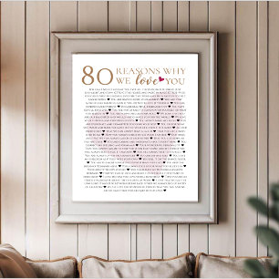 Poster 80 razões pelas quais nós te amamos 70º 60º 50º an