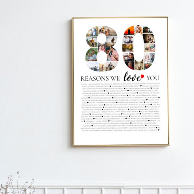 Poster 80 razões pelas quais te amamos na colagem de foto (Criador carregado)